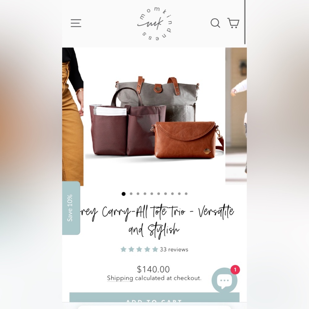 Mom Kindness Carry-All Tote Trio diaper bag